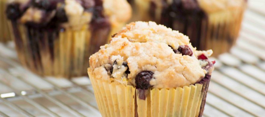 Yummy blueberry muffins with lemon sugar topping